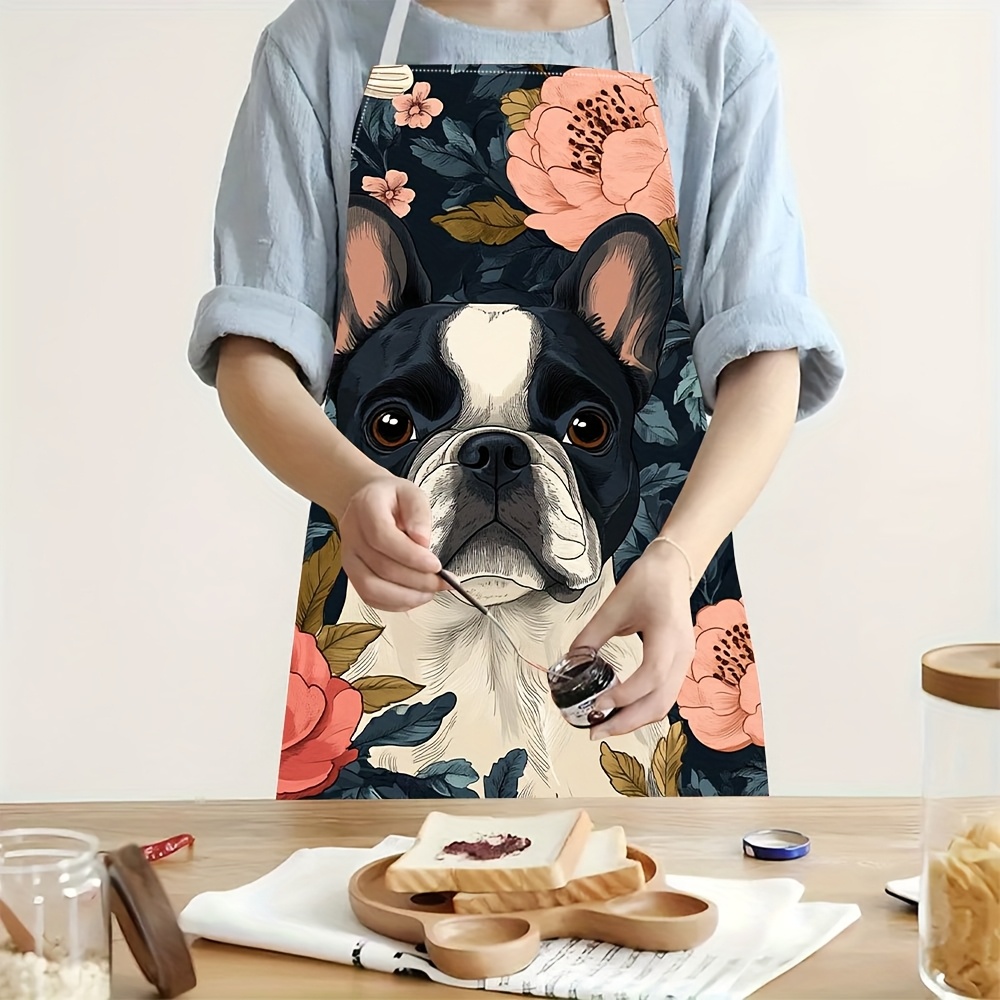 Kitchen Baking Ideas - Avental Floral de Bulldog Francês -