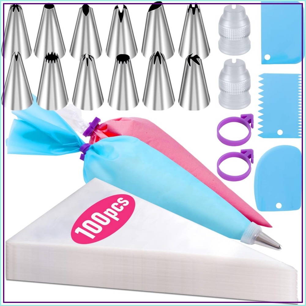 Decorating Tip Set - 100 Sacos de Confeitar Descartáveis e