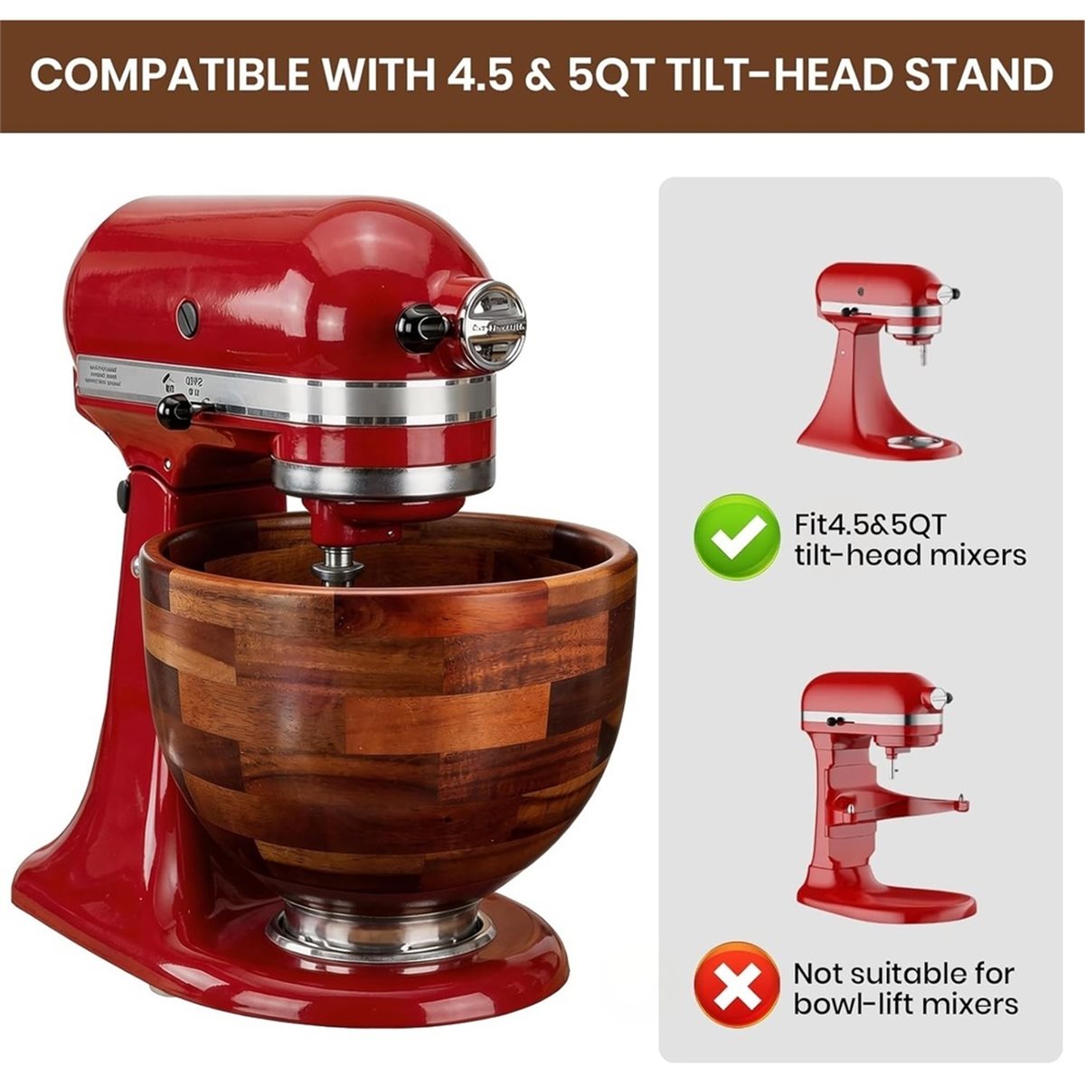 Stand Mixer Bowl - Atualização. Tigela de Mistura de Madeira