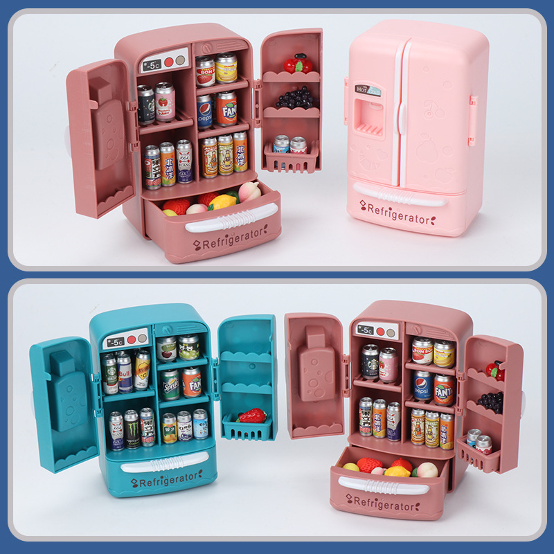 Kitchen Baking Cabinet - Refrigerador de brinquedo com portas duplas,