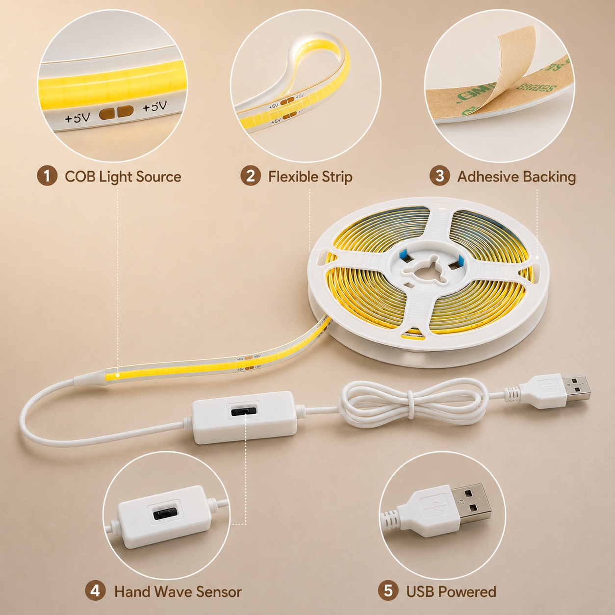 Fita de luz LED COB com sensor - Kitchen Baking Cabinet avaliação e preço